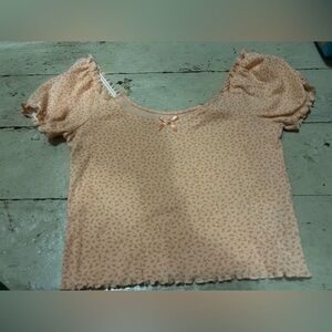 American Eagle Outfitters Peach Floral Blouse